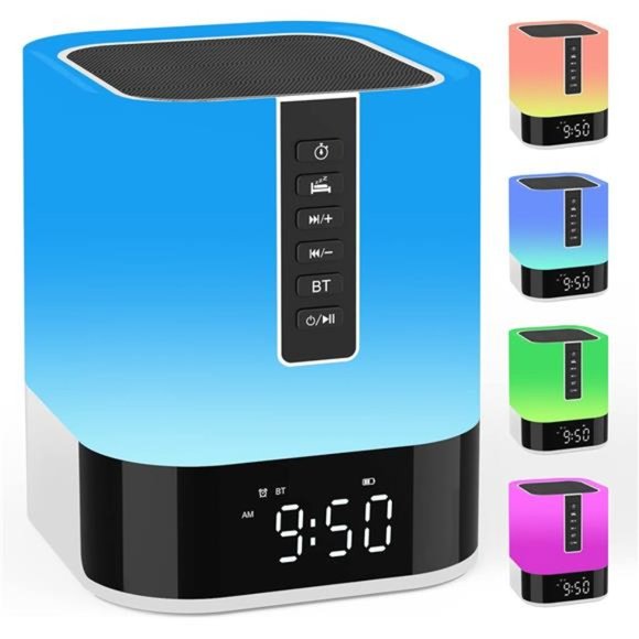 Night Light Bluetooth Speaker AlarmClock,Upgraded Touch Bedside Lamp for Bedroom - Picture 1 of 6